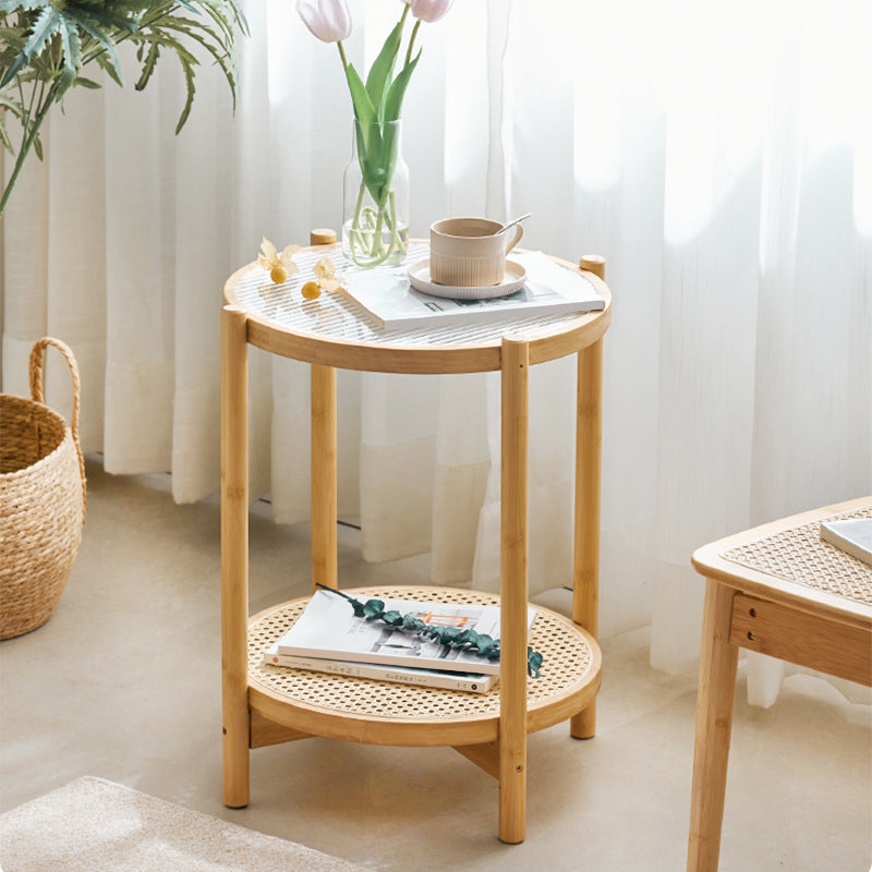 Minimalism Tropical Coffee Table Glass 4 Legs Storage Round Coffee Cocktail Table