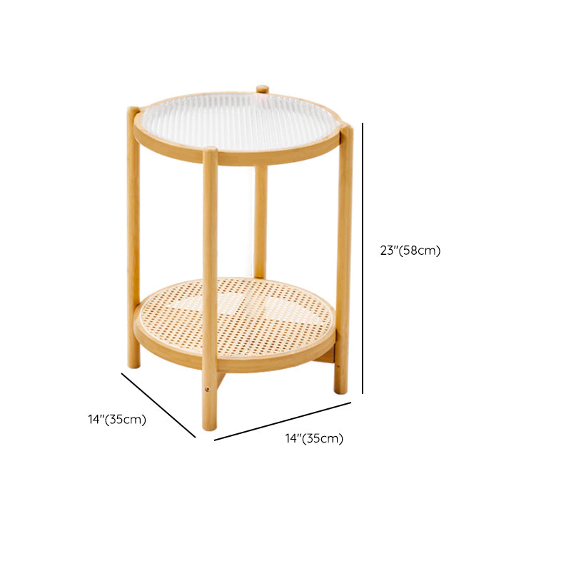 Minimalism Tropical Coffee Table Glass 4 Legs Storage Round Coffee Cocktail Table