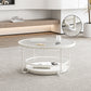 Modernistic Glass Top Coffee Table Round Metal Frame Cocktail Table Clearhalo 'Coffee & Accent Tables' 'Coffee Tables' 'coffee_tables' 'furn' 'furn_coffee_tables' 'Furniture' 'Living Room Furniture' 7390220