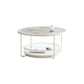 Modernistic Glass Top Coffee Table Round Metal Frame Cocktail Table Clearhalo 'Coffee & Accent Tables' 'Coffee Tables' 'coffee_tables' 'furn' 'furn_coffee_tables' 'Furniture' 'Living Room Furniture' 7390222