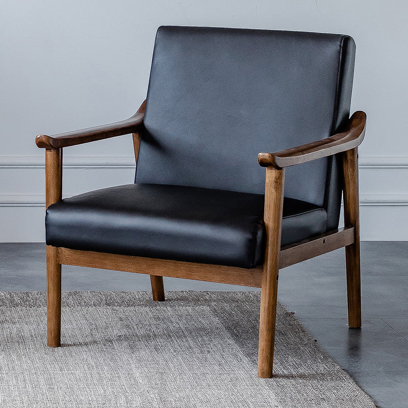 Solid Wood Side Chair Stain Resistant Lounge Chair for Living Room Black Leather 1 Piece Clearhalo 'Accent Chairs' 'accent_chairs' 'Chairs & Seating' 'furn' 'furn_accent_chairs' 'Furniture' 'Living Room Furniture' 7390258