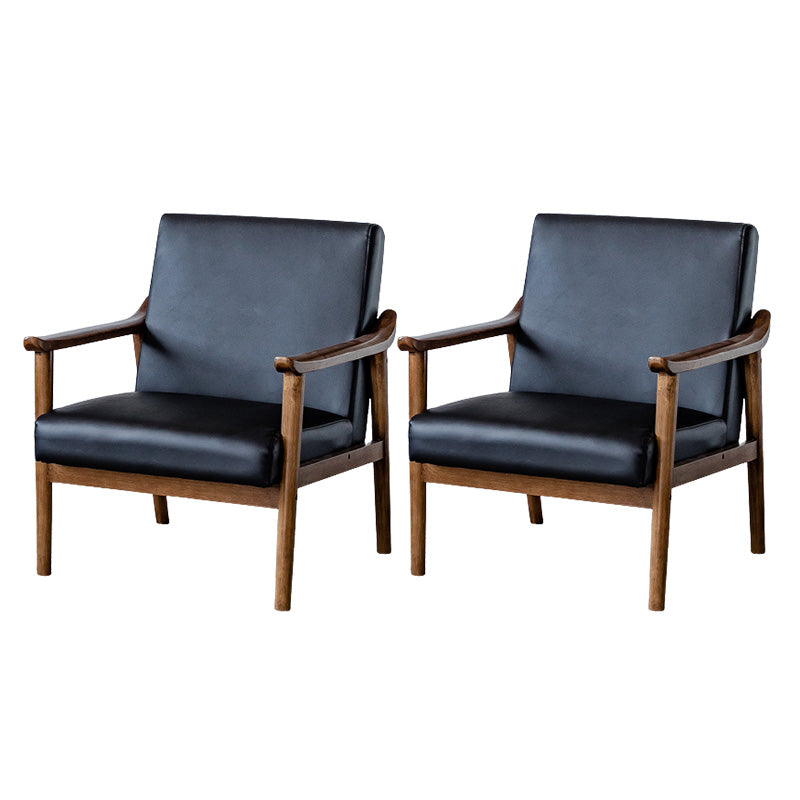 Solid Wood Side Chair Stain Resistant Lounge Chair for Living Room Black Leather 2 Piece Set Clearhalo 'Accent Chairs' 'accent_chairs' 'Chairs & Seating' 'furn' 'furn_accent_chairs' 'Furniture' 'Living Room Furniture' 7390259