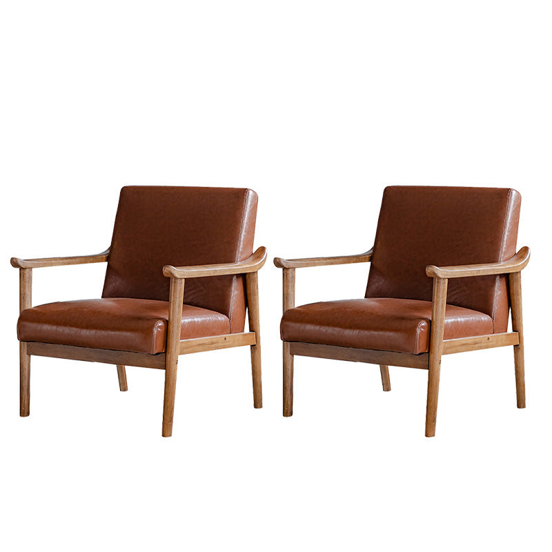 Solid Wood Side Chair Stain Resistant Lounge Chair for Living Room Brown Leather 2 Piece Set Clearhalo 'Accent Chairs' 'accent_chairs' 'Chairs & Seating' 'furn' 'furn_accent_chairs' 'Furniture' 'Living Room Furniture' 7390267