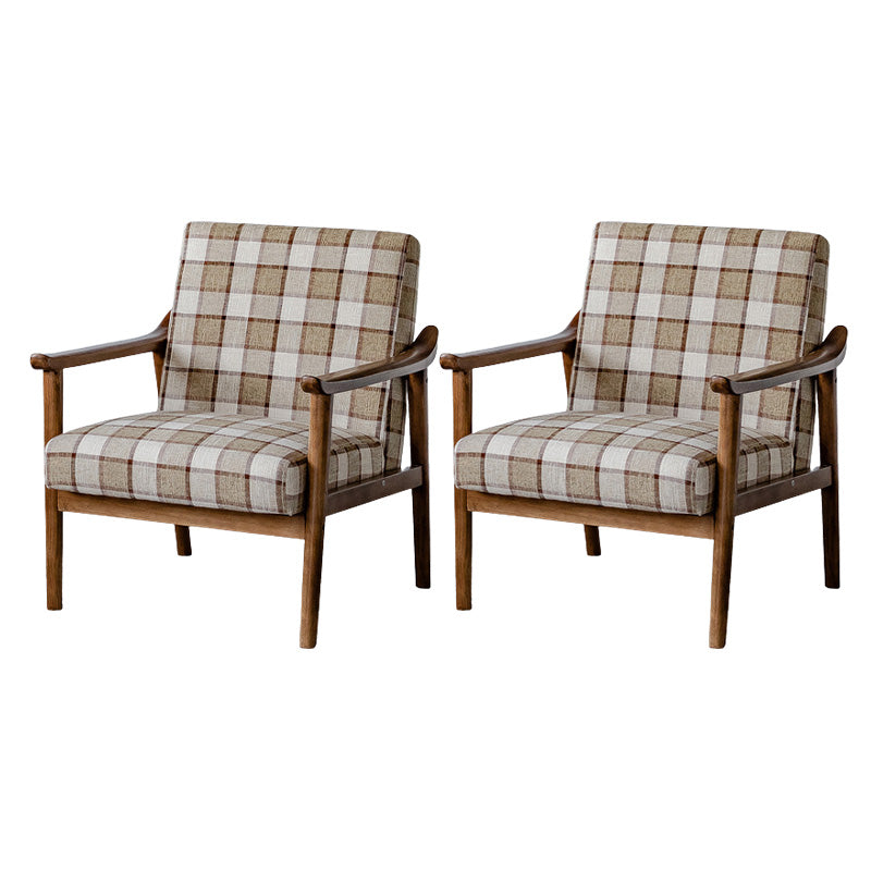 Solid Wood Side Chair Stain Resistant Lounge Chair for Living Room Brown Cotton and Linen 2 Piece Set Clearhalo 'Accent Chairs' 'accent_chairs' 'Chairs & Seating' 'furn' 'furn_accent_chairs' 'Furniture' 'Living Room Furniture' 7390272