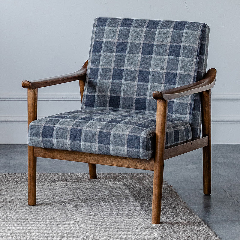 Solid Wood Side Chair Stain Resistant Lounge Chair for Living Room Blue Cotton and Linen 1 Piece Clearhalo 'Accent Chairs' 'accent_chairs' 'Chairs & Seating' 'furn' 'furn_accent_chairs' 'Furniture' 'Living Room Furniture' 7390273