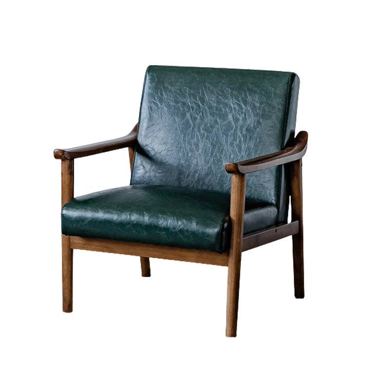 Solid Wood Side Chair Stain Resistant Lounge Chair for Living Room Green Leather 1 Piece Clearhalo 'Accent Chairs' 'accent_chairs' 'Chairs & Seating' 'furn' 'furn_accent_chairs' 'Furniture' 'Living Room Furniture' 7390277