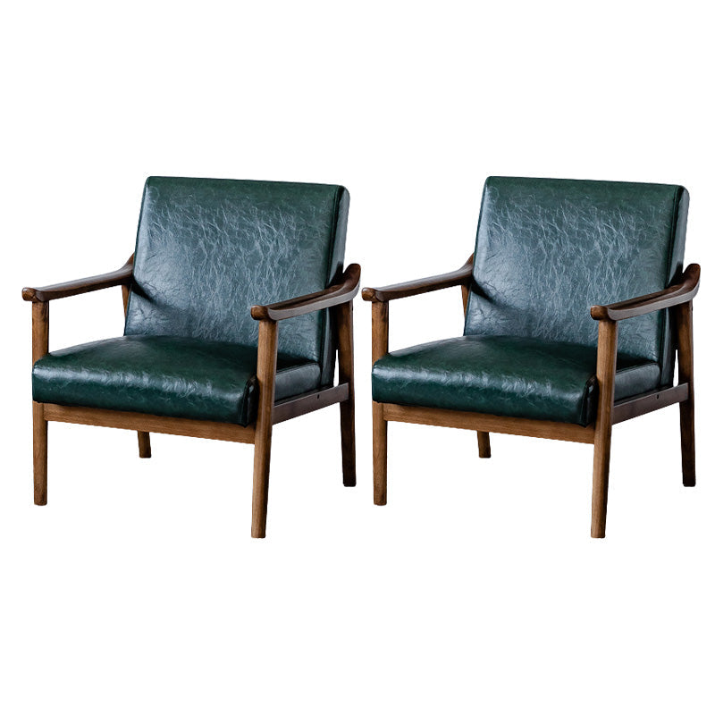 Solid Wood Side Chair Stain Resistant Lounge Chair for Living Room Green Leather 2 Piece Set Clearhalo 'Accent Chairs' 'accent_chairs' 'Chairs & Seating' 'furn' 'furn_accent_chairs' 'Furniture' 'Living Room Furniture' 7390278