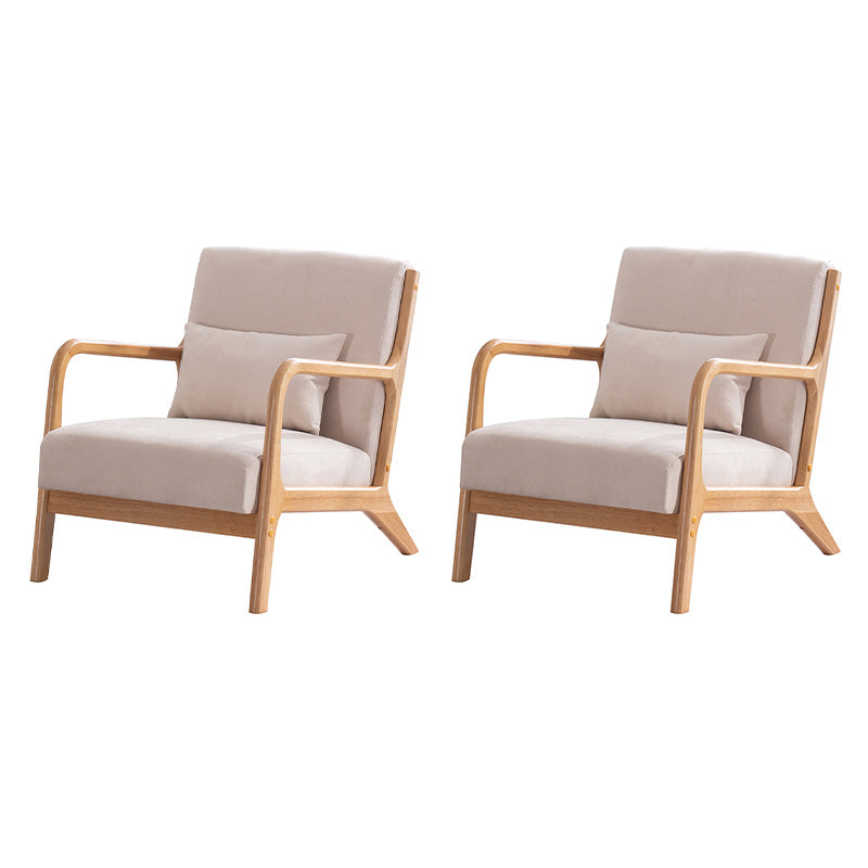 Cushion Back Side Chair Removable Slipcover Lounge Chair for Living Room Cotton and Linen Beige 2 Piece Set Clearhalo 'Accent Chairs' 'accent_chairs' 'Chairs & Seating' 'furn' 'furn_accent_chairs' 'Furniture' 'Living Room Furniture' 7390286