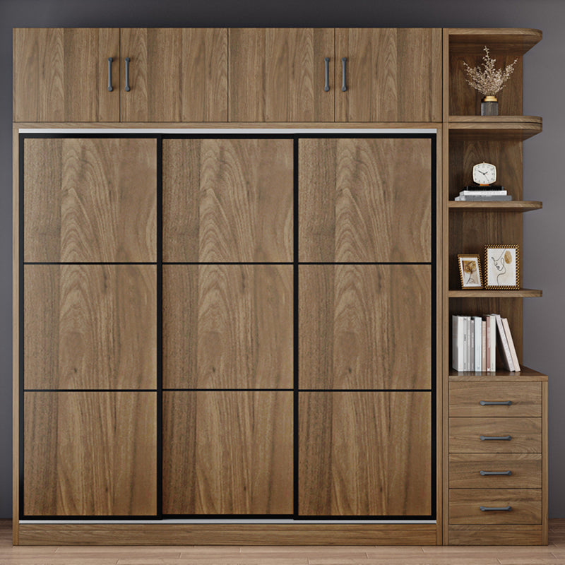 Modern Style Freestanding Wardrobe Pine Wood Wardrobe with Drawer