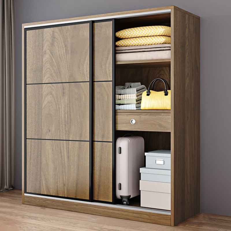 Modern Style Freestanding Wardrobe Pine Wood Wardrobe with Drawer