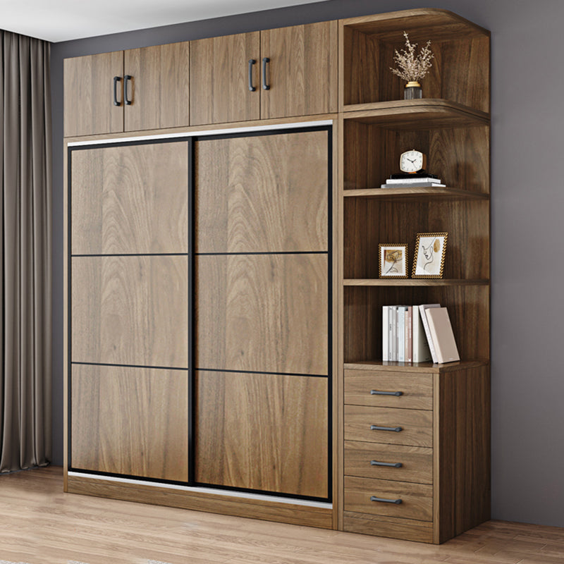 Modern Style Freestanding Wardrobe Pine Wood Wardrobe with Drawer