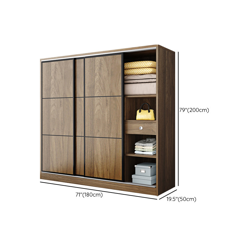 Modern Style Freestanding Wardrobe Pine Wood Wardrobe with Drawer