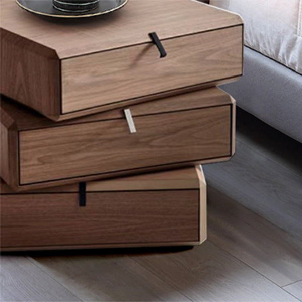 Comodino in legno comodino mobile contemporaneo con 3 cassetti