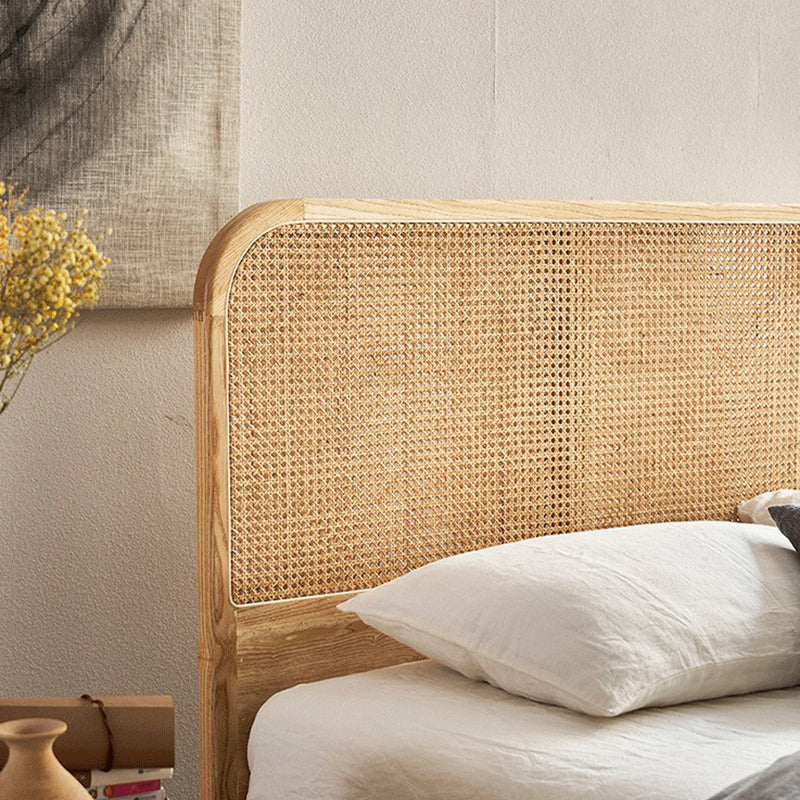 Natuurlijk massief houten standaard bed tropisch paneelbed met hoofdeinde en voetbord