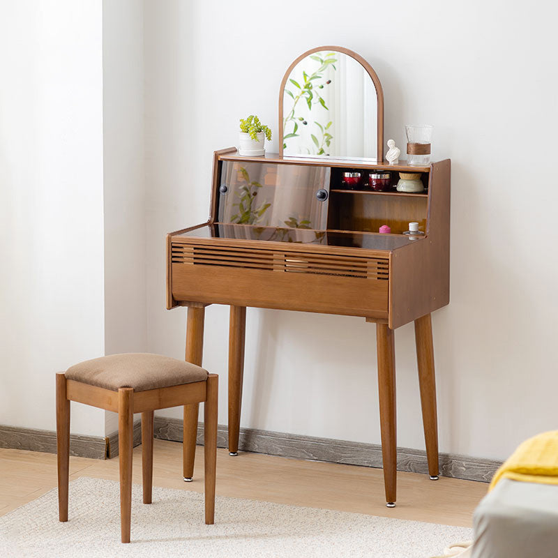 Tavolo da toeletta moderno tavolo da costume in legno solido set di vanità a specchio