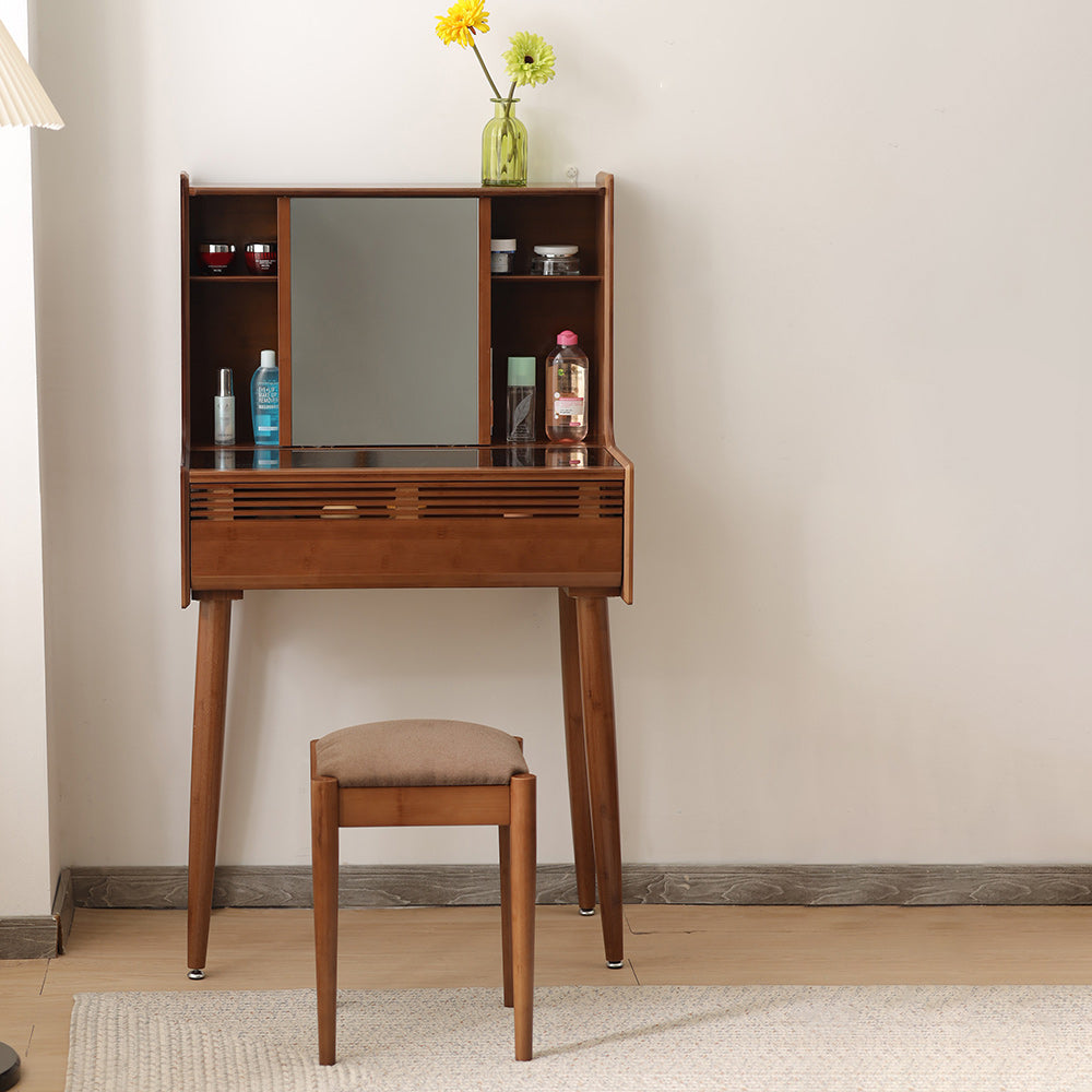 Tavolo da toeletta moderno tavolo da costume in legno solido set di vanità a specchio