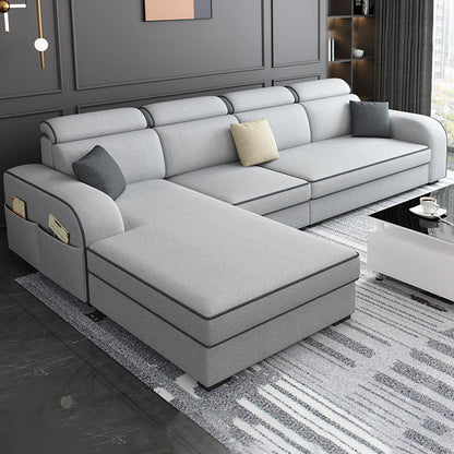 31.49" Tall Sectional Sofa Faux Leather/Linen Modular Sofa with Cushion Back Light Gray Linen Clearhalo 'furn' 'furn_sectionals' 'Furniture' 'Living Room Furniture' 'Sectionals' 7391451