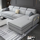 31.49" Tall Sectional Sofa Faux Leather/Linen Modular Sofa with Cushion Back Clearhalo 'furn' 'furn_sectionals' 'Furniture' 'Living Room Furniture' 'Sectionals' 7391452