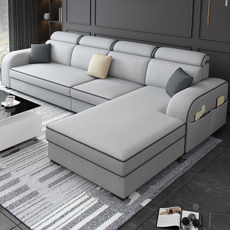 31.49" Tall Sectional Sofa Faux Leather/Linen Modular Sofa with Cushion Back Clearhalo 'furn' 'furn_sectionals' 'Furniture' 'Living Room Furniture' 'Sectionals' 7391452