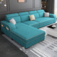 31.49" Tall Sectional Sofa Faux Leather/Linen Modular Sofa with Cushion Back Lake Blue Linen Clearhalo 'furn' 'furn_sectionals' 'Furniture' 'Living Room Furniture' 'Sectionals' 7391453