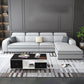 31.49" Tall Sectional Sofa Faux Leather/Linen Modular Sofa with Cushion Back Clearhalo 'furn' 'furn_sectionals' 'Furniture' 'Living Room Furniture' 'Sectionals' 7391455