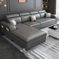 31.49" Tall Sectional Sofa Faux Leather/Linen Modular Sofa with Cushion Back Dark Gray Faux Leather Clearhalo 'furn' 'furn_sectionals' 'Furniture' 'Living Room Furniture' 'Sectionals' 7391456