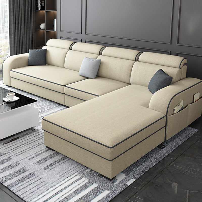 31.49" Tall Sectional Sofa Faux Leather/Linen Modular Sofa with Cushion Back Clearhalo 'furn' 'furn_sectionals' 'Furniture' 'Living Room Furniture' 'Sectionals' 7391457