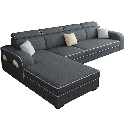 31.49" Tall Sectional Sofa Faux Leather/Linen Modular Sofa with Cushion Back Clearhalo 'furn' 'furn_sectionals' 'Furniture' 'Living Room Furniture' 'Sectionals' 7391458