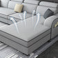 31.49" Tall Sectional Sofa Faux Leather/Linen Modular Sofa with Cushion Back Clearhalo 'furn' 'furn_sectionals' 'Furniture' 'Living Room Furniture' 'Sectionals' 7391460