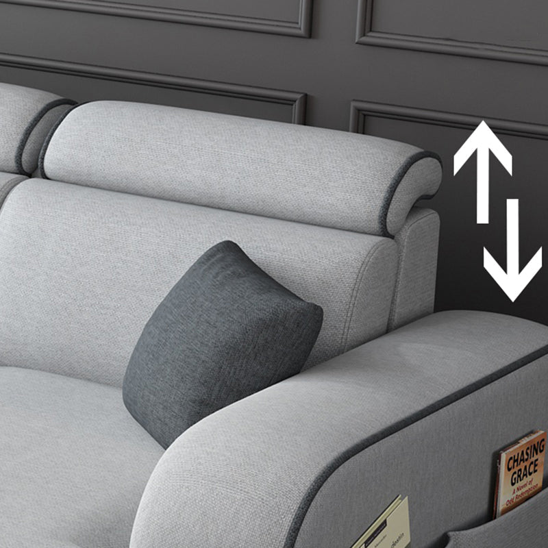 31.49" Tall Sectional Sofa Faux Leather/Linen Modular Sofa with Cushion Back Clearhalo 'furn' 'furn_sectionals' 'Furniture' 'Living Room Furniture' 'Sectionals' 7391463