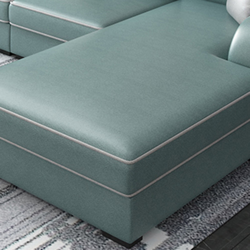 31.49" Tall Sectional Sofa Faux Leather/Linen Modular Sofa with Cushion Back Clearhalo 'furn' 'furn_sectionals' 'Furniture' 'Living Room Furniture' 'Sectionals' 7391469