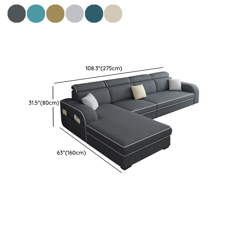 31.49" Tall Sectional Sofa Faux Leather/Linen Modular Sofa with Cushion Back Clearhalo 'furn' 'furn_sectionals' 'Furniture' 'Living Room Furniture' 'Sectionals' 7391470