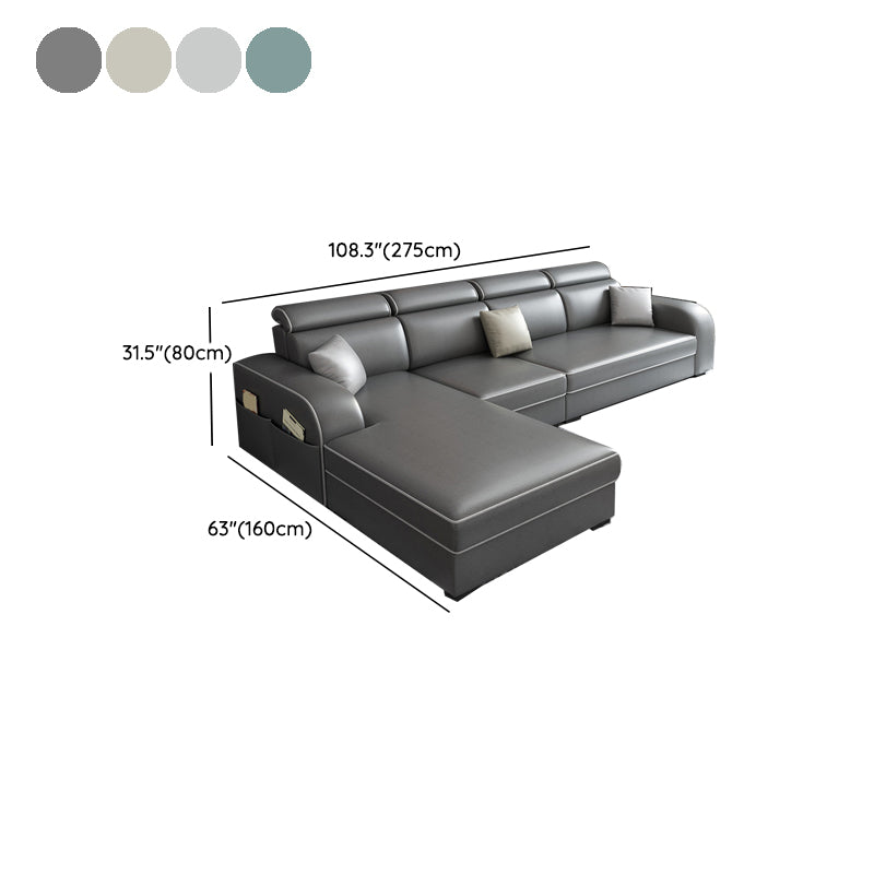 31.49" Tall Sectional Sofa Faux Leather/Linen Modular Sofa with Cushion Back Clearhalo 'furn' 'furn_sectionals' 'Furniture' 'Living Room Furniture' 'Sectionals' 7391471