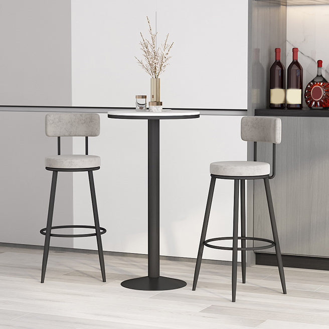 Modern Round Bar Table Set 1/3 Pcs Stone Top Bar Table and Leather Upholstered Stools Clearhalo 'Bar Furniture' 'furn' 'furn_home_bar_bar_sets' 'Furniture' 'Home Bars & Bar Sets' 'home_bar_bar_sets' 'Kitchen & Dining Furniture' 7391570