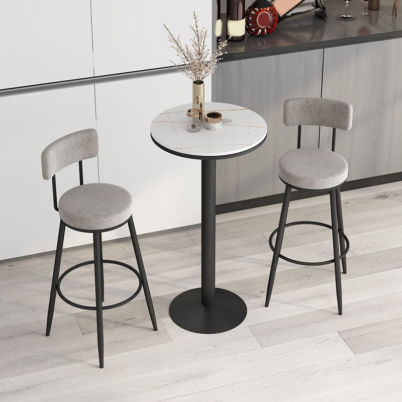 Modern Round Bar Table Set 1/3 Pcs Stone Top Bar Table and Leather Upholstered Stools Table & Chair(s) Grey 3 Piece Set Clearhalo 'Bar Furniture' 'furn' 'furn_home_bar_bar_sets' 'Furniture' 'Home Bars & Bar Sets' 'home_bar_bar_sets' 'Kitchen & Dining Furniture' 7391574