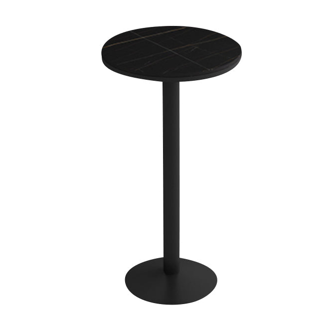 Modern Round Bar Table Set 1/3 Pcs Stone Top Bar Table and Leather Upholstered Stools Table Black 1 Piece Clearhalo 'Bar Furniture' 'furn' 'furn_home_bar_bar_sets' 'Furniture' 'Home Bars & Bar Sets' 'home_bar_bar_sets' 'Kitchen & Dining Furniture' 7391576