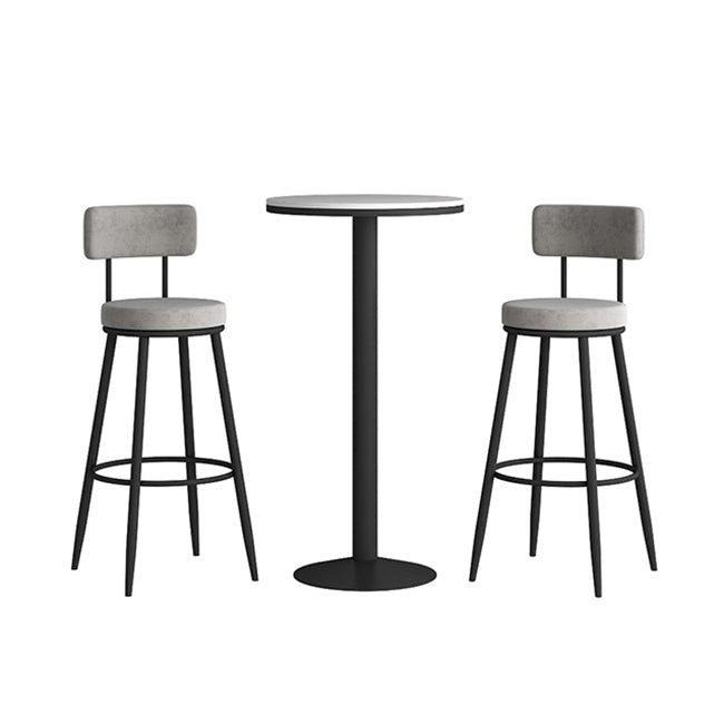 Modern Round Bar Table Set 1/3 Pcs Stone Top Bar Table and Leather Upholstered Stools Clearhalo 'Bar Furniture' 'furn' 'furn_home_bar_bar_sets' 'Furniture' 'Home Bars & Bar Sets' 'home_bar_bar_sets' 'Kitchen & Dining Furniture' 7391577