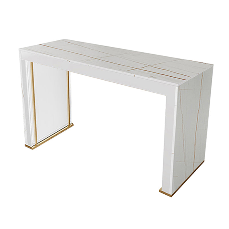 Modernes Bartisch-Set, 1/3-teilig, rechteckiger Bartisch mit Steinplatte und gepolsterte Hocker