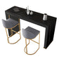Modernes Bartisch-Set, 1/3-teilig, rechteckiger Bartisch mit Steinplatte und gepolsterte Hocker