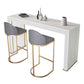 Modernes Bartisch-Set, 1/3-teilig, rechteckiger Bartisch mit Steinplatte und gepolsterte Hocker