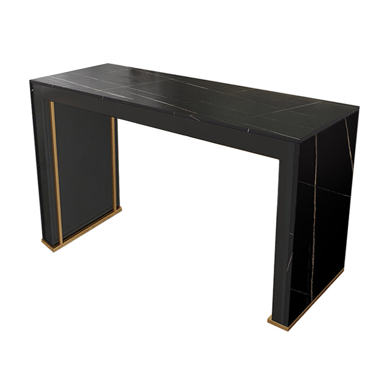 Modernes Bartisch-Set, 1/3-teilig, rechteckiger Bartisch mit Steinplatte und gepolsterte Hocker