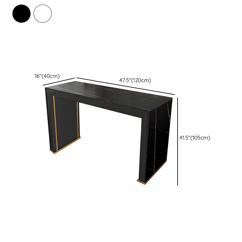 Modernes Bartisch-Set, 1/3-teilig, rechteckiger Bartisch mit Steinplatte und gepolsterte Hocker