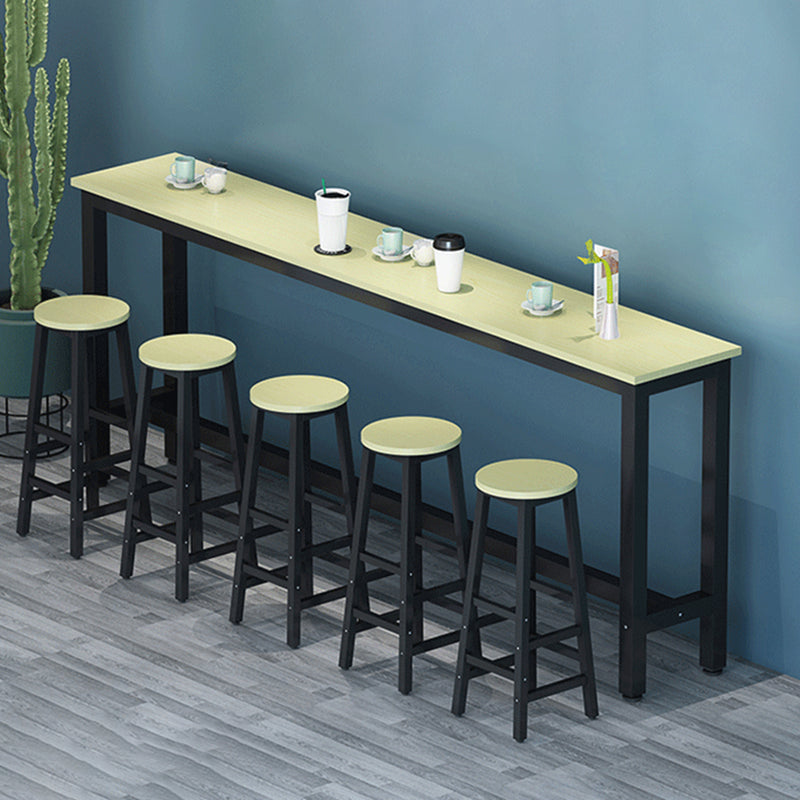 Industrial Rectangle Wood Counter Table 6 Pieces Bar Table Set for Cafe Table & Chair(s) Gloss Black Clearhalo 'Bar Furniture' 'furn' 'furn_home_bar_bar_sets' 'Furniture' 'Home Bars & Bar Sets' 'home_bar_bar_sets' 'Kitchen & Dining Furniture' 7391599