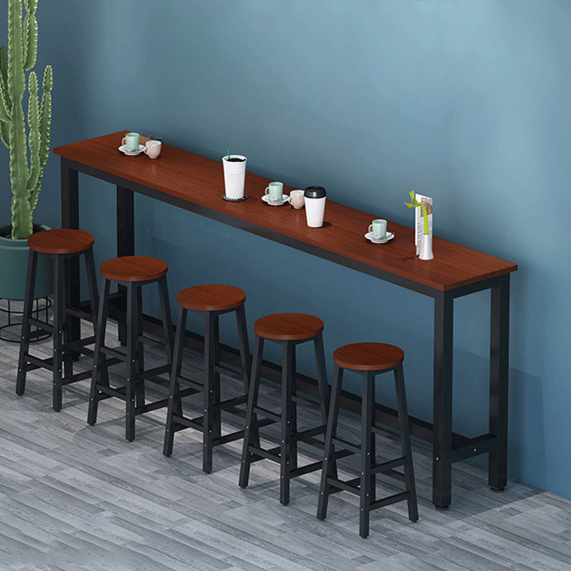 Industrial Rectangle Wood Counter Table 6 Pieces Bar Table Set for Cafe Table & Chair(s) Dark Brown Black Clearhalo 'Bar Furniture' 'furn' 'furn_home_bar_bar_sets' 'Furniture' 'Home Bars & Bar Sets' 'home_bar_bar_sets' 'Kitchen & Dining Furniture' 7391610