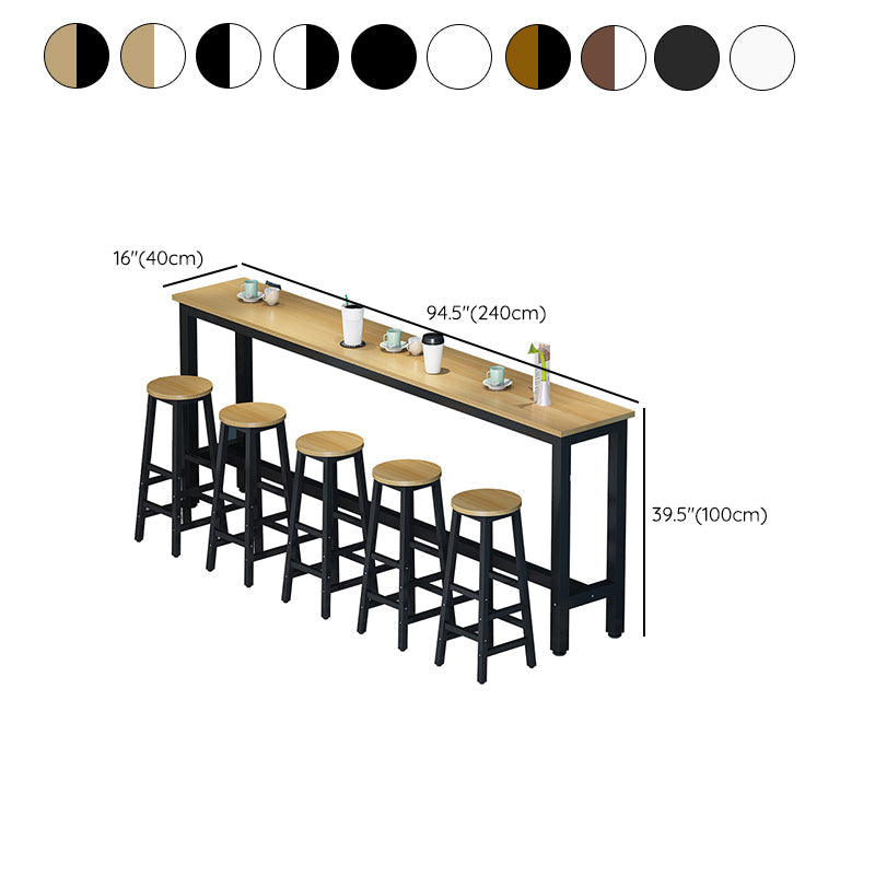 Industrial Rectangle Wood Counter Table 6 Pieces Bar Table Set for Cafe Clearhalo 'Bar Furniture' 'furn' 'furn_home_bar_bar_sets' 'Furniture' 'Home Bars & Bar Sets' 'home_bar_bar_sets' 'Kitchen & Dining Furniture' 7391614