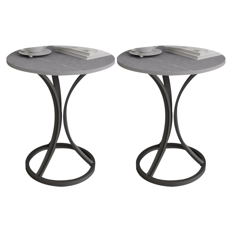 Glam Metal Side End Table Pedestal Round Sofa Side Accent Table Black Gray 2 Clearhalo 'Coffee & Accent Tables' 'End & Side Tables' 'end_side_tables' 'furn' 'furn_end_side_tables' 'Furniture' 'Living Room Furniture' 7391784