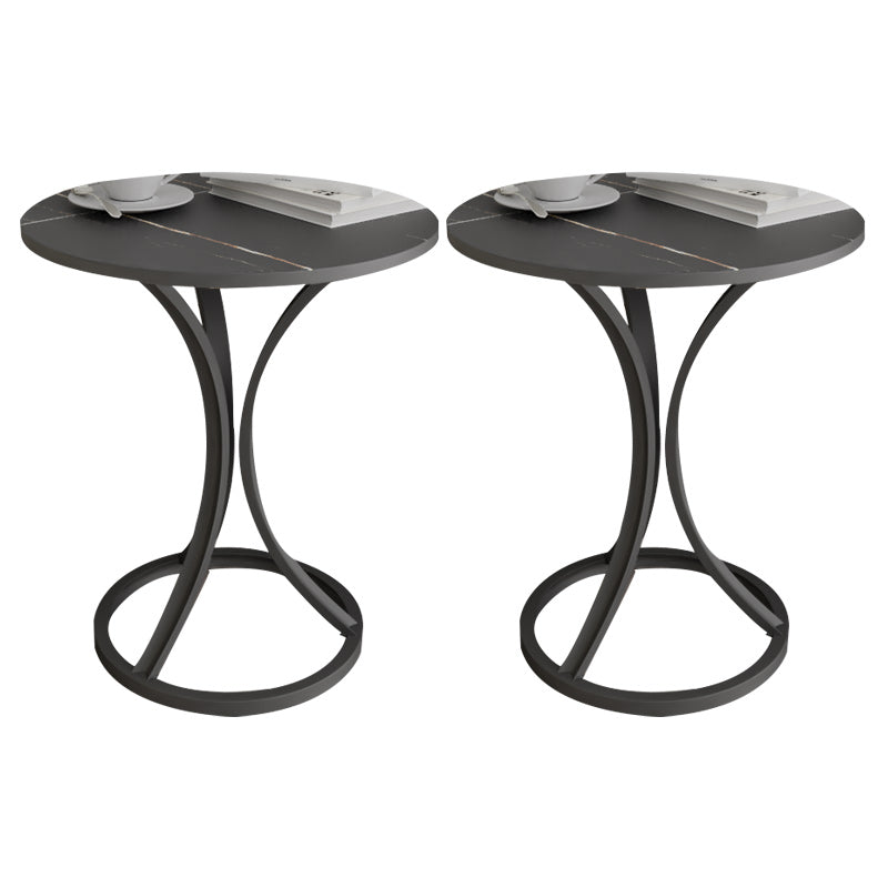 Glam Metal Side End Table Pedestal Round Sofa Side Accent Table Black Black Gold 2 Clearhalo 'Coffee & Accent Tables' 'End & Side Tables' 'end_side_tables' 'furn' 'furn_end_side_tables' 'Furniture' 'Living Room Furniture' 7391788