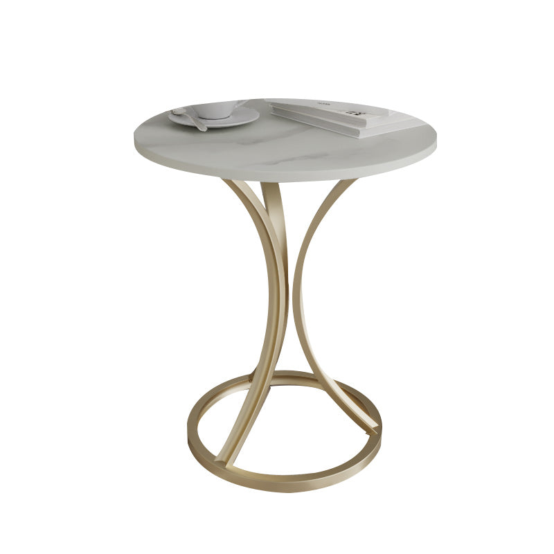 Glam Metal Side End Table Pedestal Round Sofa Side Accent Table Gold White Grey 1 Clearhalo 'Coffee & Accent Tables' 'End & Side Tables' 'end_side_tables' 'furn' 'furn_end_side_tables' 'Furniture' 'Living Room Furniture' 7391801