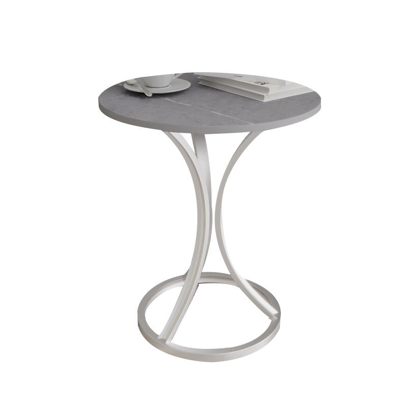 Glam Metal Side End Table Pedestal Round Sofa Side Accent Table Silver Gray 1 Clearhalo 'Coffee & Accent Tables' 'End & Side Tables' 'end_side_tables' 'furn' 'furn_end_side_tables' 'Furniture' 'Living Room Furniture' 7391803