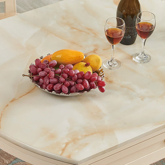 Faux Marble Dining Table Round 4 Legs Dining Site Table with Drop-Leaf Clearhalo 'Dining Tables & Seating' 'Dining Tables' 'dining_table' 'furn' 'furn_dining_table' 'Furniture' 'Kitchen & Dining Furniture' 7392071